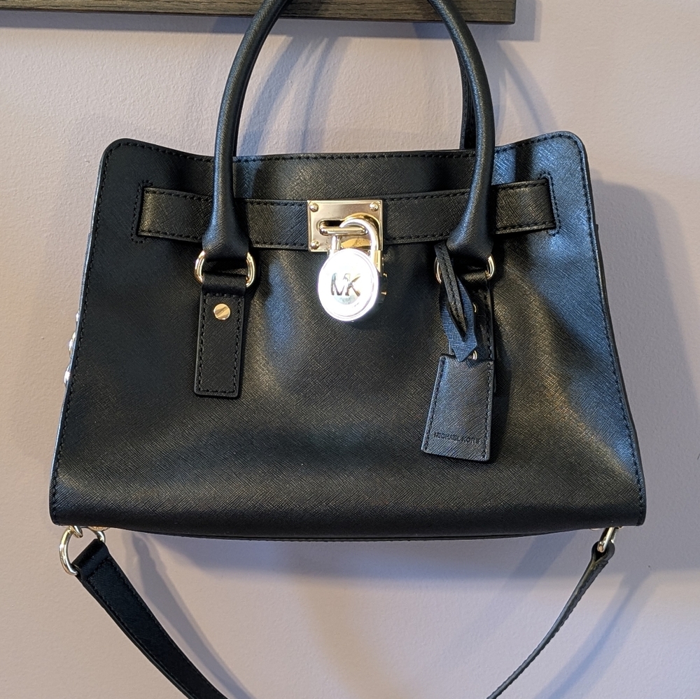 Michael Kors Black Bag with Gold Lock